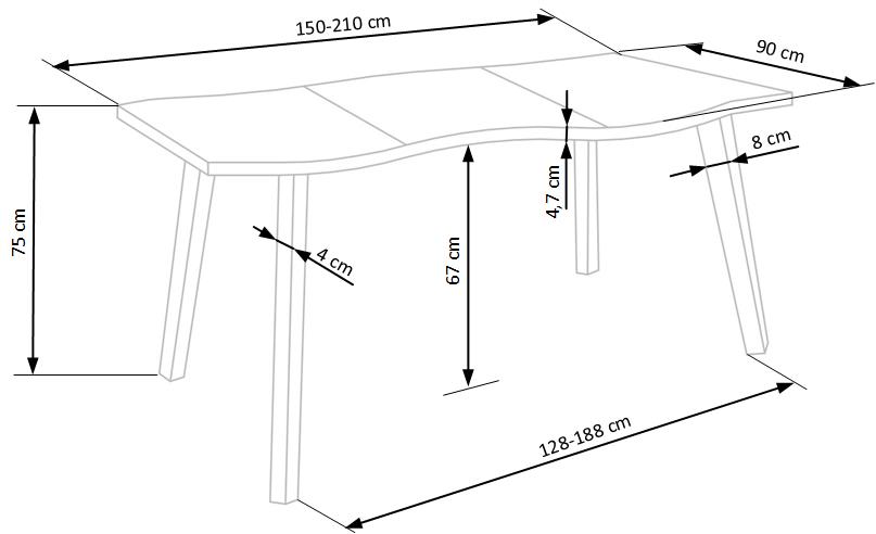 DICKSON stół rozkładany 150-210/90 cm, blat - naturalny, nogi - czarny (2p=1szt)