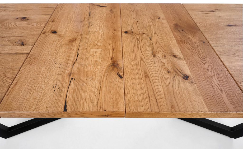 MASSIVE stół rozkładany 160-250x90x77 cm jasny dąb/czarny (2p=1szt)