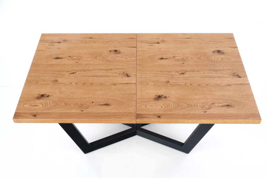 MASSIVE stół rozkładany 160-250x90x77 cm jasny dąb/czarny (2p=1szt)