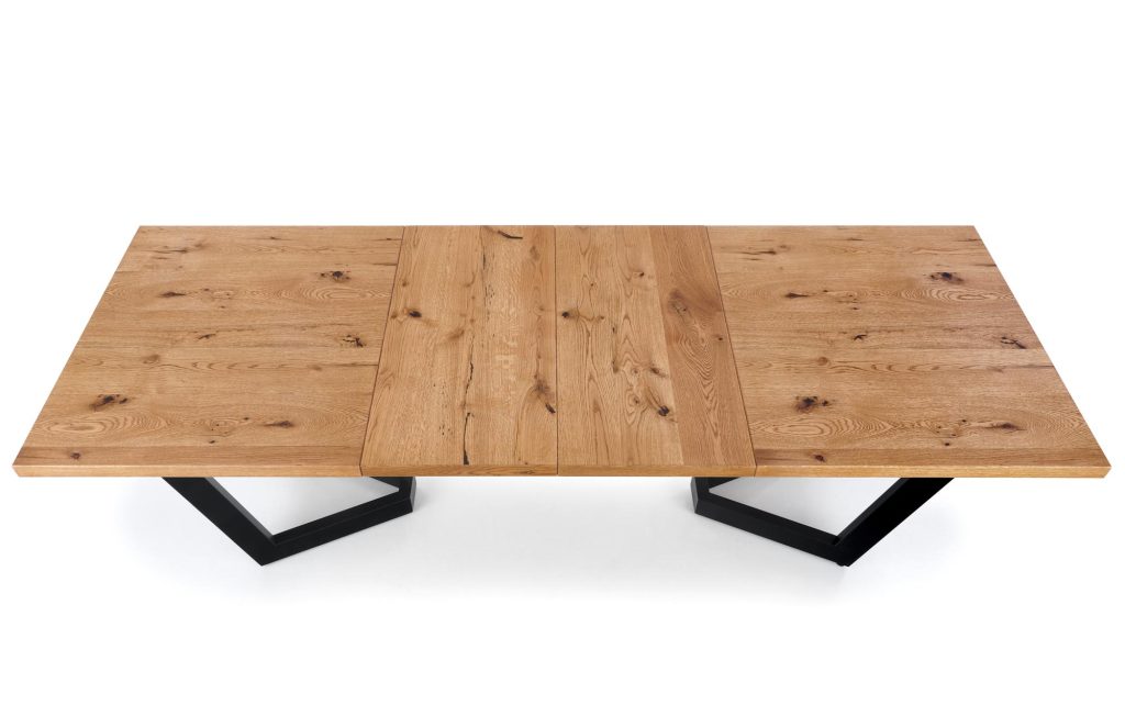 MASSIVE stół rozkładany 160-250x90x77 cm jasny dąb/czarny (2p=1szt)