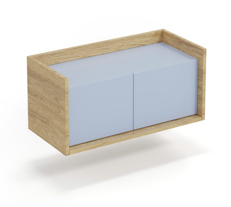 MOBIUS SZAFKA NISKA 2D korpus: hikora naturalna, fronty - niebieski horyzont (1p=1szt)