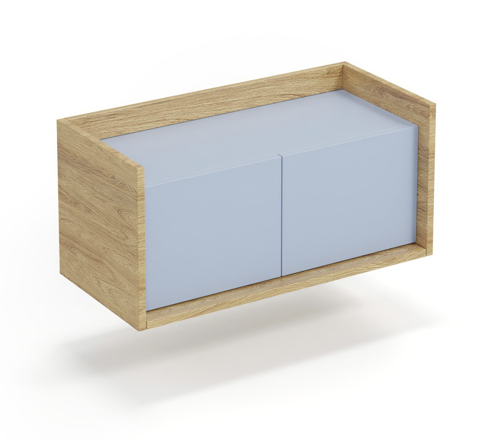 MOBIUS SZAFKA NISKA 2D korpus: hikora naturalna, fronty - niebieski horyzont (1p=1szt)