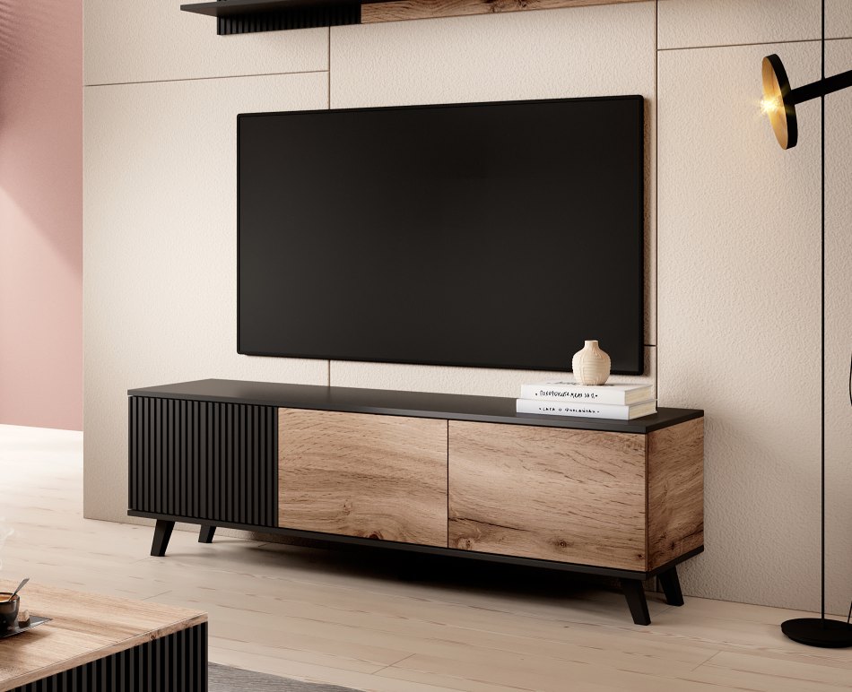 RANDOM RTV-1 stolik RTV 150 cm dąb wotan/czarny (2p=1szt)