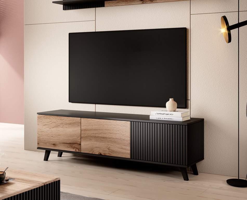 RANDOM RTV-1 stolik RTV 150 cm dąb wotan/czarny (2p=1szt)
