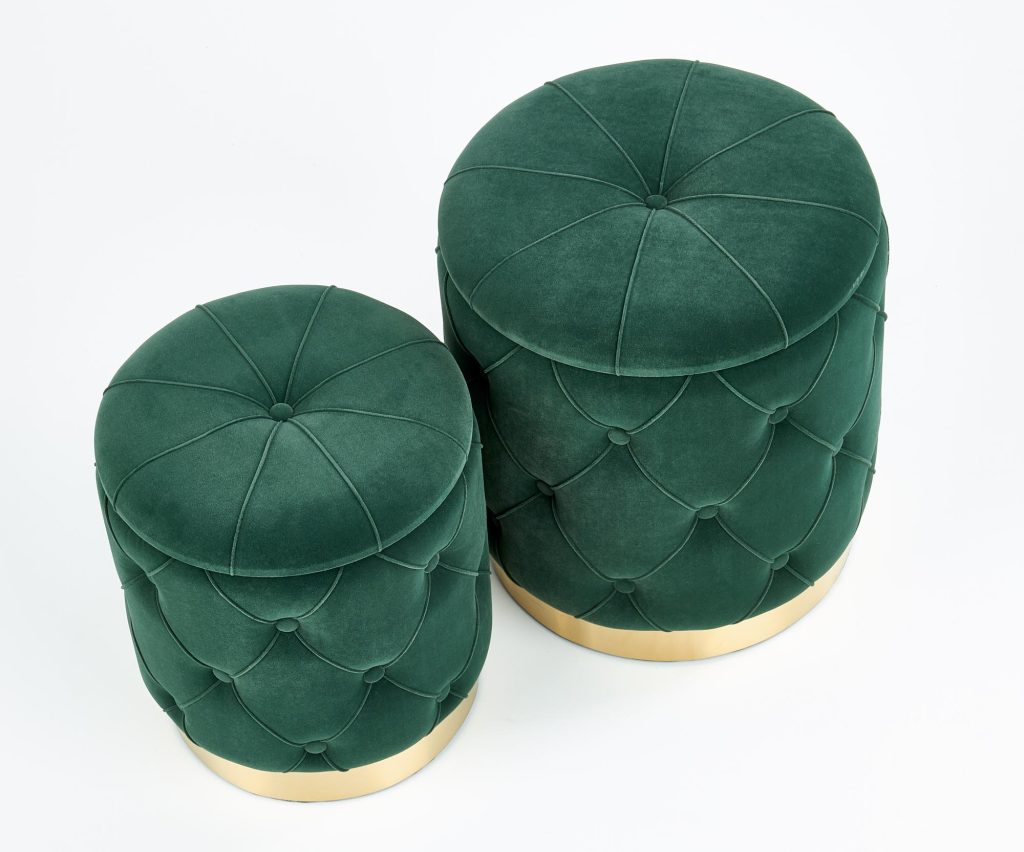 POLLY zestaw 2 puf, ciemny zielony (1p=1kpl)