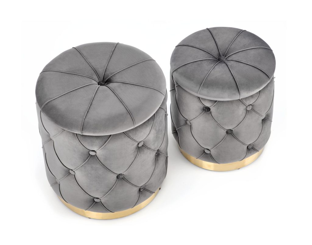 POLLY zestaw 2 puf, popiel (1p=1kpl)