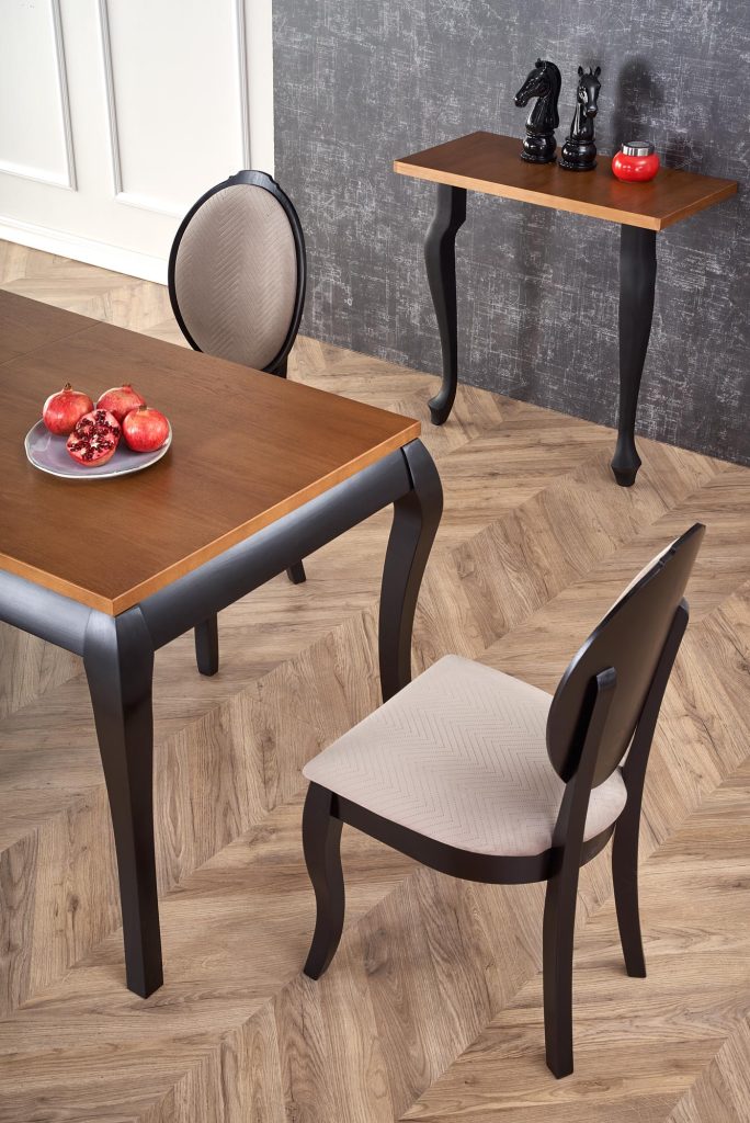 WINDSOR stół rozkładany 160-240x90x76 cm kolor ciemny dąb/czarny (2p=1szt)