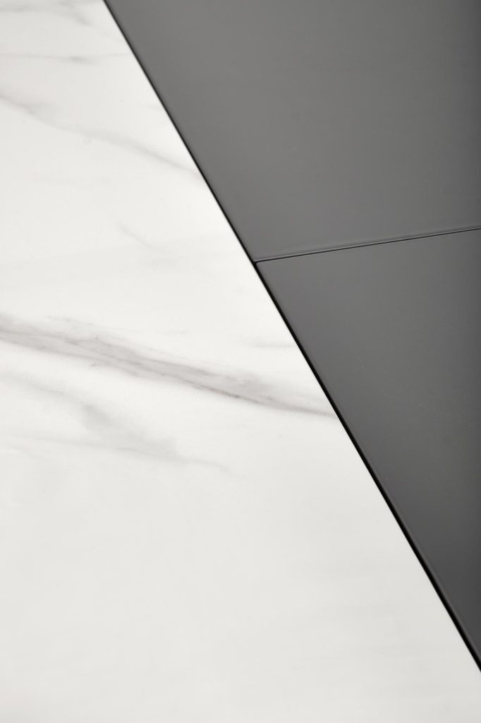 DANCAN stół rozkładany, biały marmur / popielaty / jasny popielaty / czarny (3p=1szt))