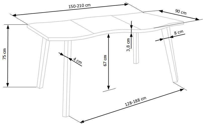 DICKSON 2 stół rozkładany 150-210/90 cm, blat - naturalny, nogi - czarny (2p=1szt)