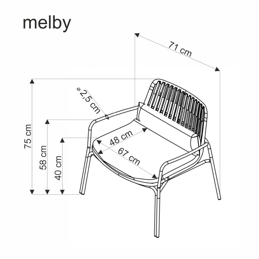 MELBY fotel wypoczynkowy, stelaż - biały, tapicerka - popielaty (2p=6szt)