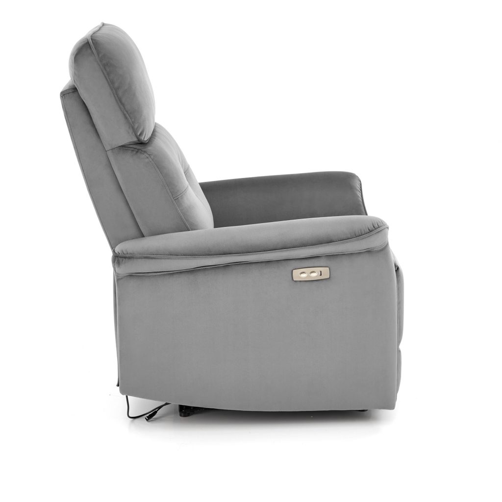 SEMIR fotel z funkcja elektrycznego rozkładania / gniazdo USB, popielaty (2p=1szt)