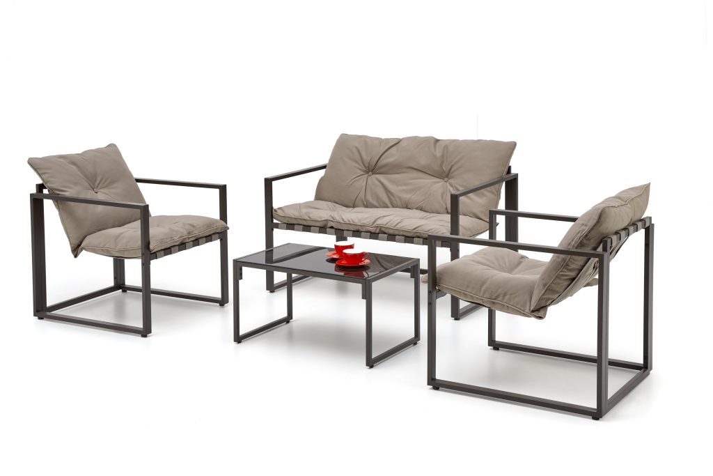 SHARK zestaw ogrodowy ( sofa + fotel 2x + ława ), ciemny brąz / cappuccino (1p=1szt)