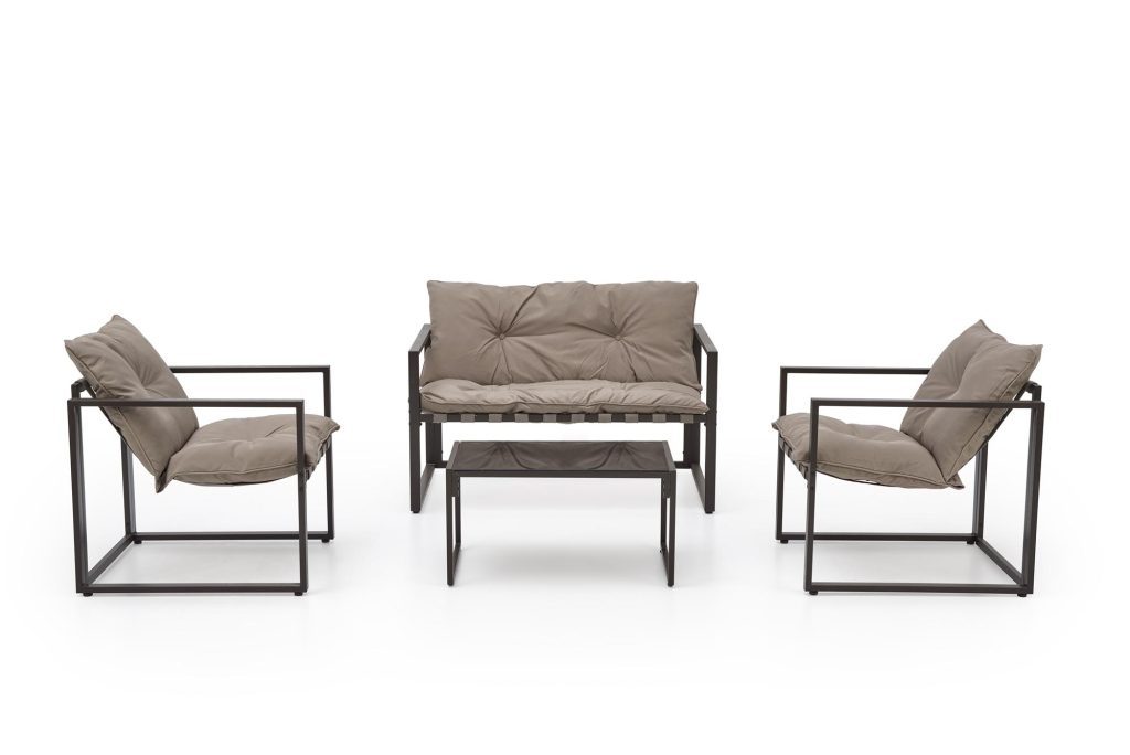 SHARK zestaw ogrodowy ( sofa + fotel 2x + ława ), ciemny brąz / cappuccino (1p=1szt)