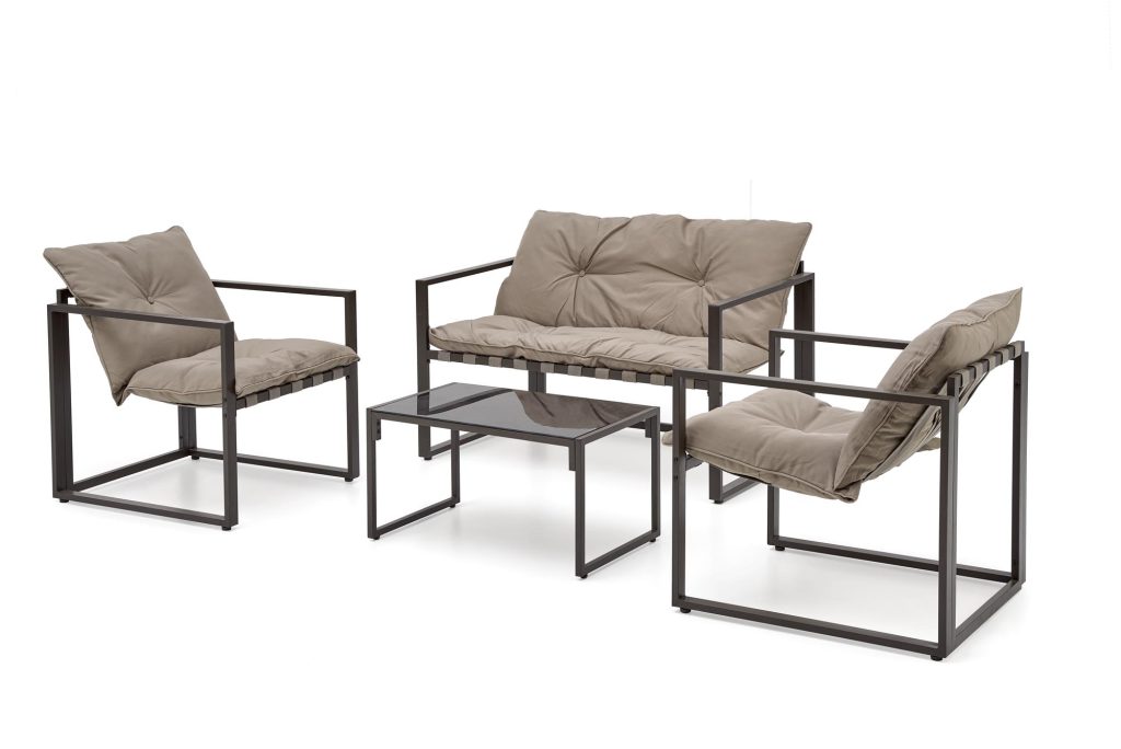 SHARK zestaw ogrodowy ( sofa + fotel 2x + ława ), ciemny brąz / cappuccino (1p=1szt)