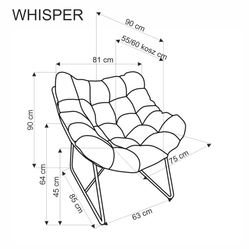 WHISPER fotel wypoczynkowy, czarny / naturalny (1p=1szt)