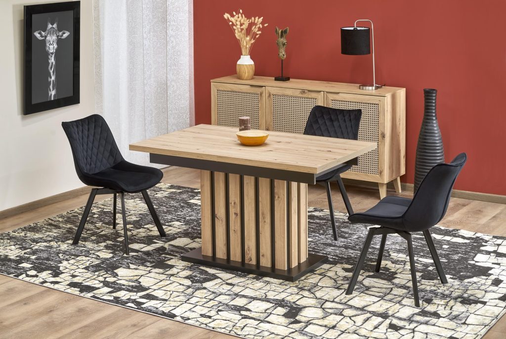 LAMELLO stół rozkładany 130-180/80 cm dąb artisan/czarny (3p=1szt)