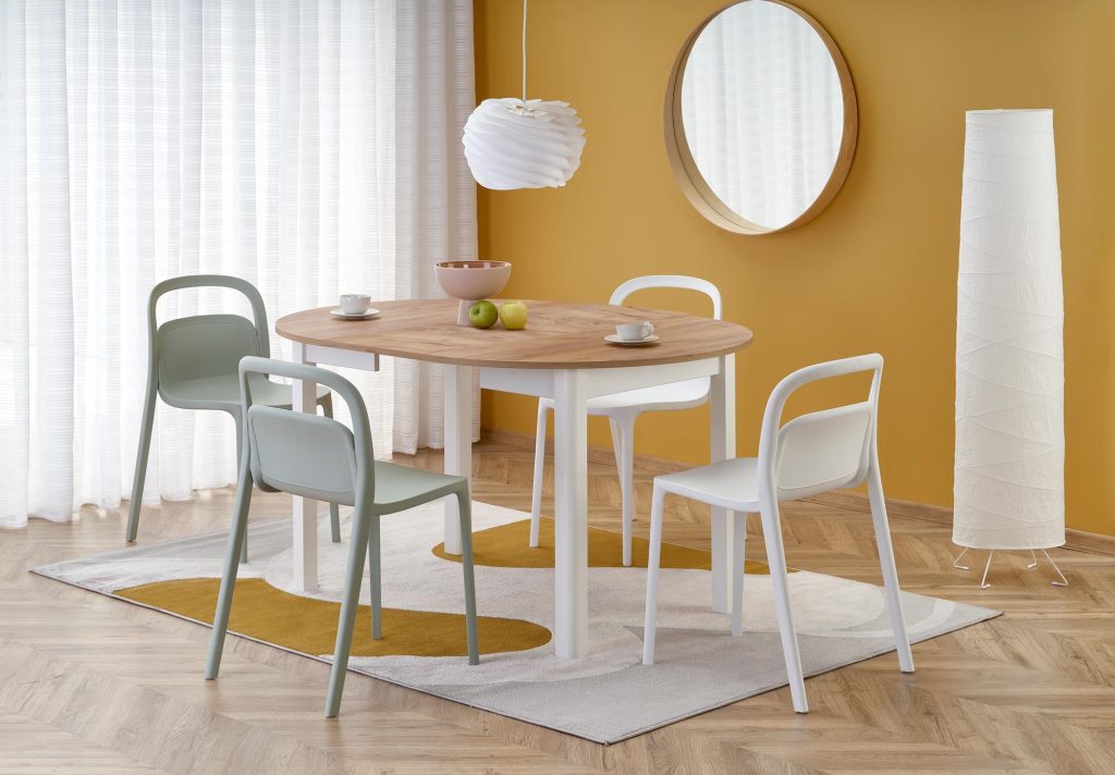 RINGO stół kolor blat dąb craft, nogi - biały (102-142x102x76 cm) (2p=1szt)