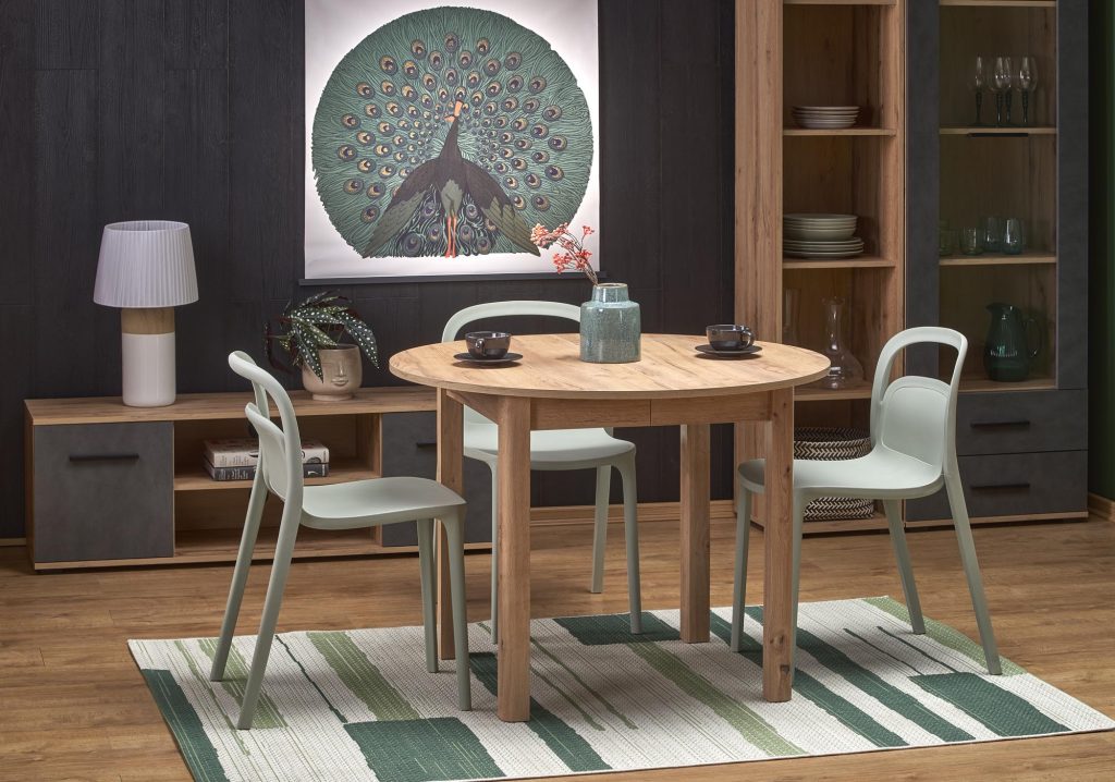 RINGO stół kolor blat dąb craft, nogi - dąb craft (102-142x102x76 cm) (2p=1szt)
