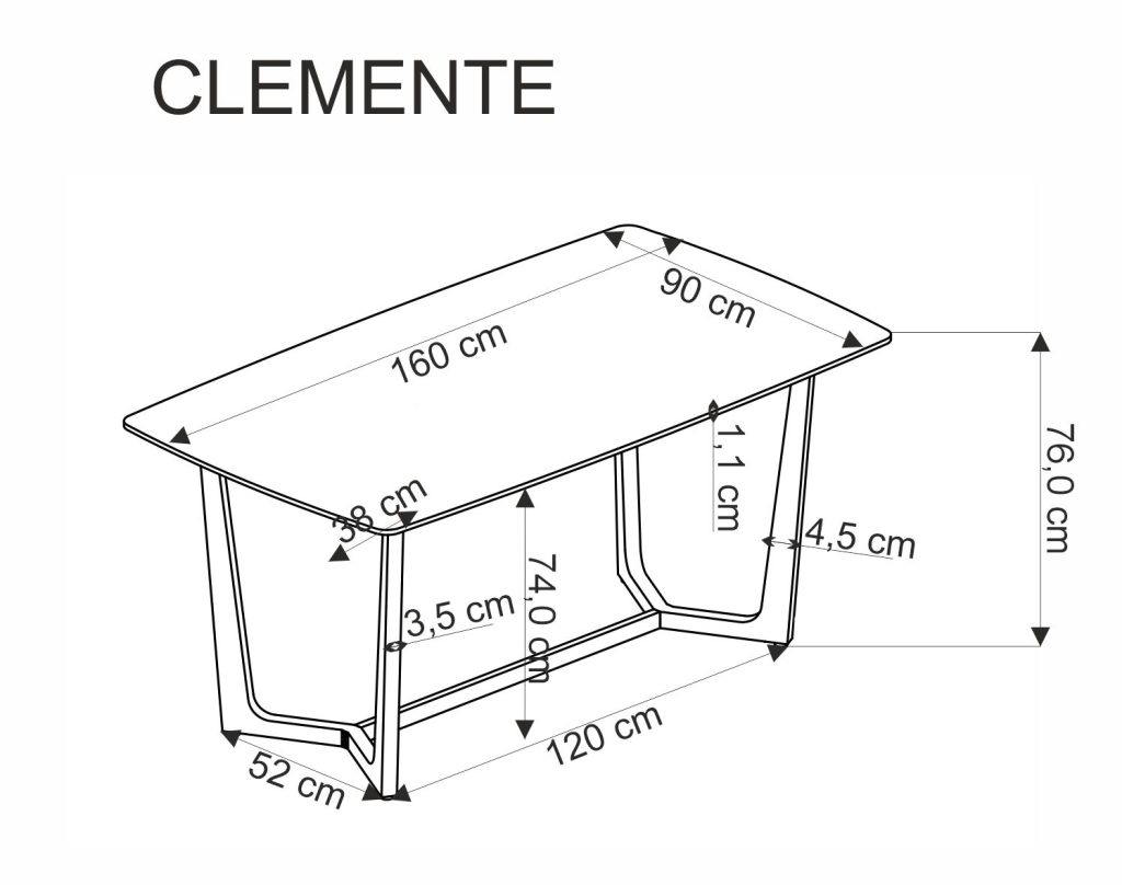 CLEMENTE stół blat - biały marmur, nogi - złoty (2p=1szt)