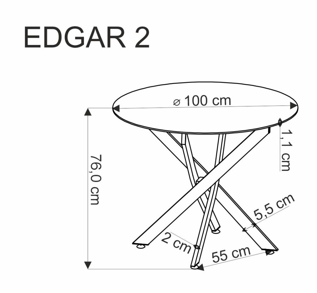 EDGAR 2 stół okrągły, blat - biały marmur, nogi - czarny (2p=1szt)