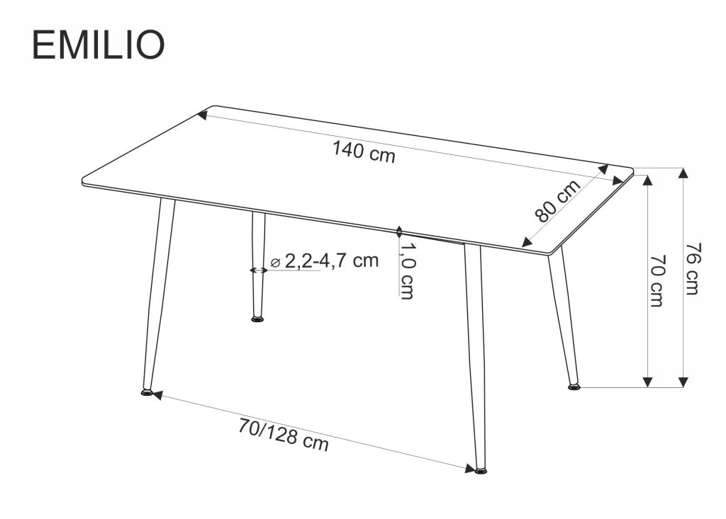 EMILIO 120 stół blat - biały marmur, nogi - czarny (2p=1szt)