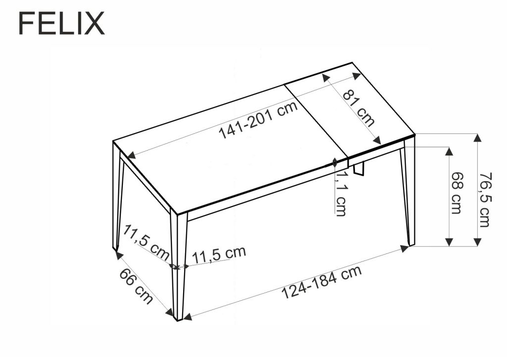 FELIX stół rozkładany, blat - popielaty marmur, nogi - czarny (2p=1szt)