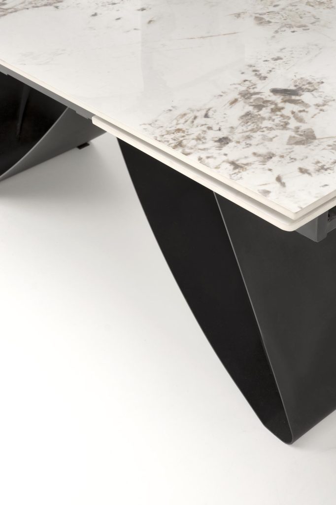 HILARIO stół rozkładany, blat - biały marmur, nogi - czarny (3p=1szt)