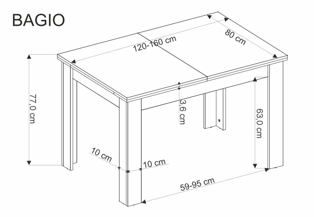 BAGIO stół rozkładany 120-160/80 cm dąb artisan/dąb artisan (2p=1szt)