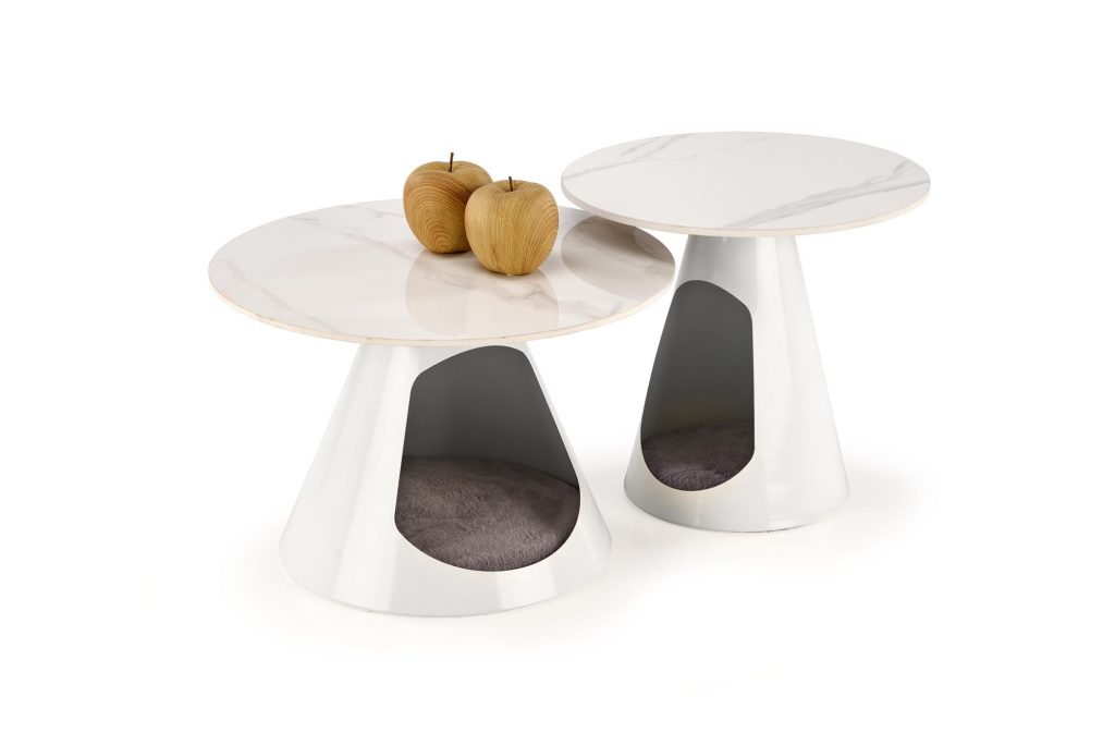 OSARIO zestaw 2 ław biały marmur / biały (2p=1szt)