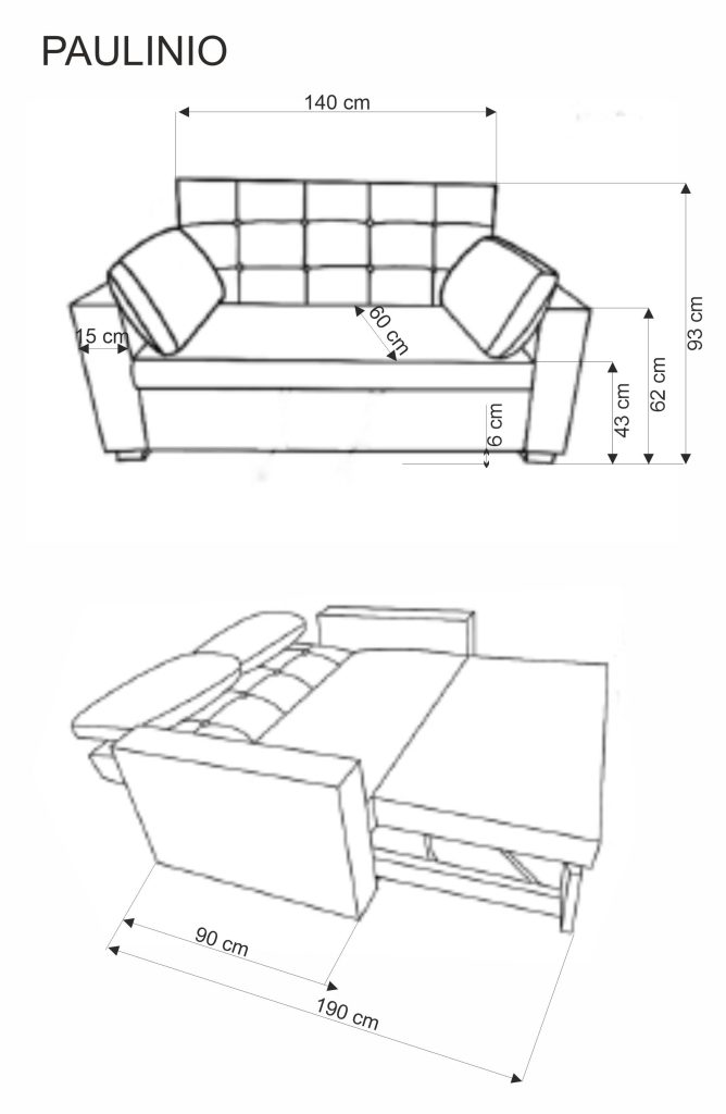 PAULINIO sofa rozkładana, beżowy (1p=1szt)