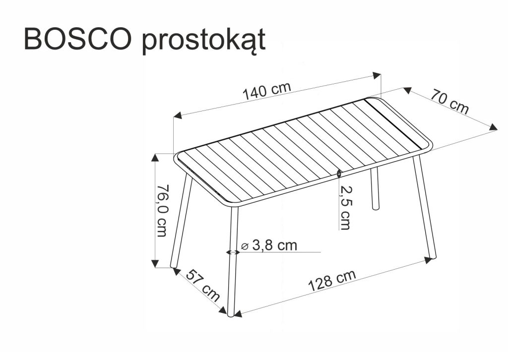 BOSCO stół prostokąt biały (2p=1szt)