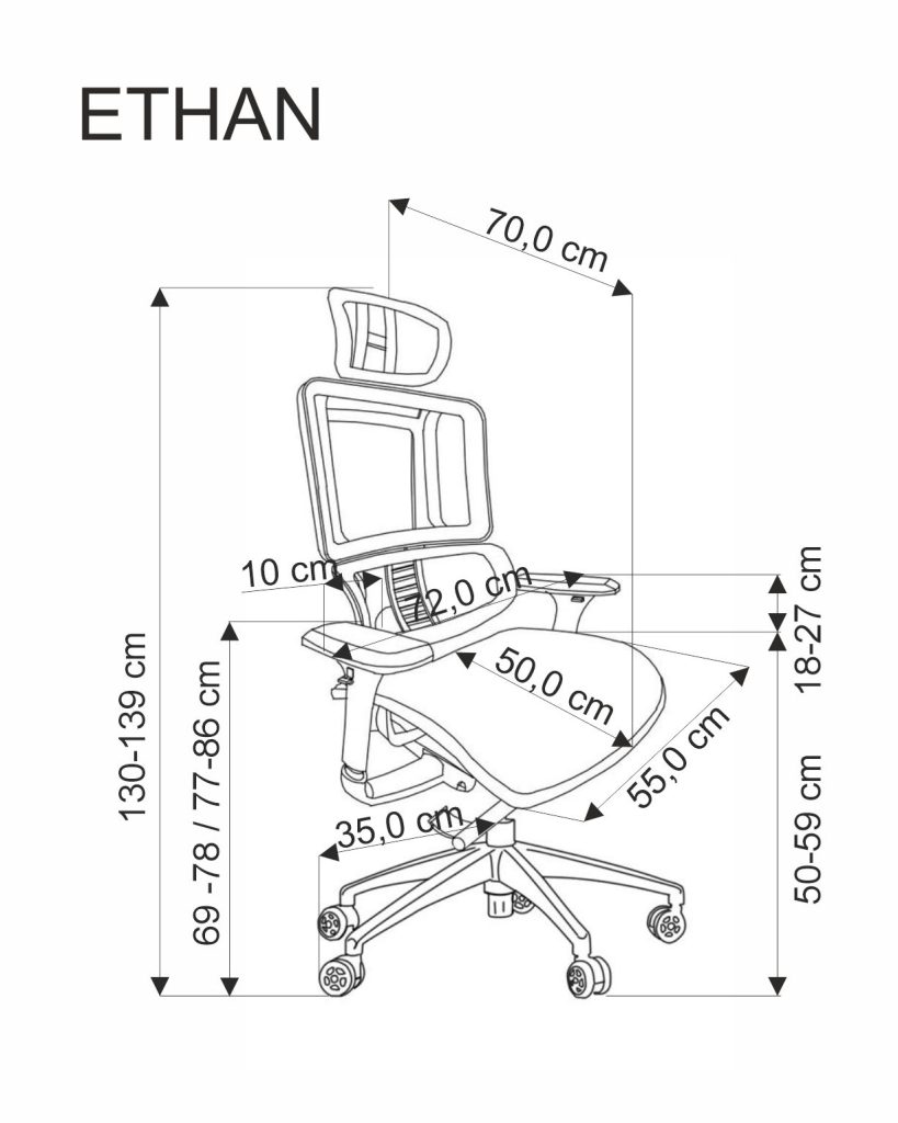 ETHAN fotel gabinetowy popielaty (1p=1szt)