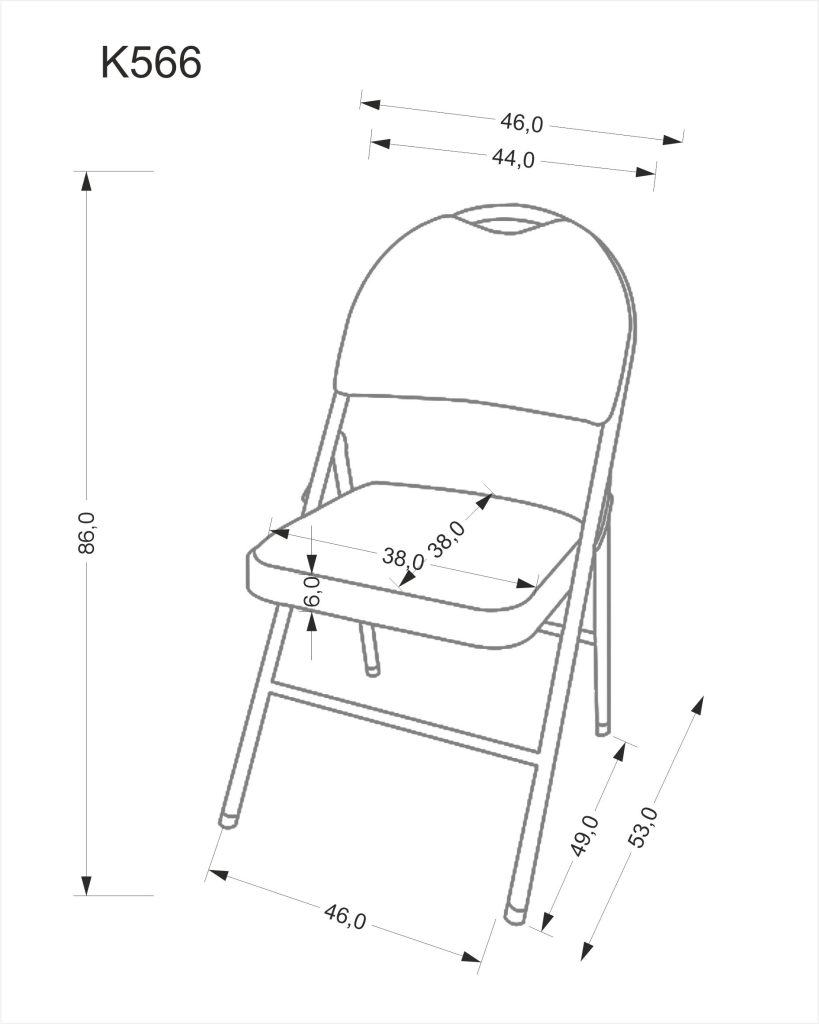 K566 krzesło składane, czarny / popiel (1p=6szt)
