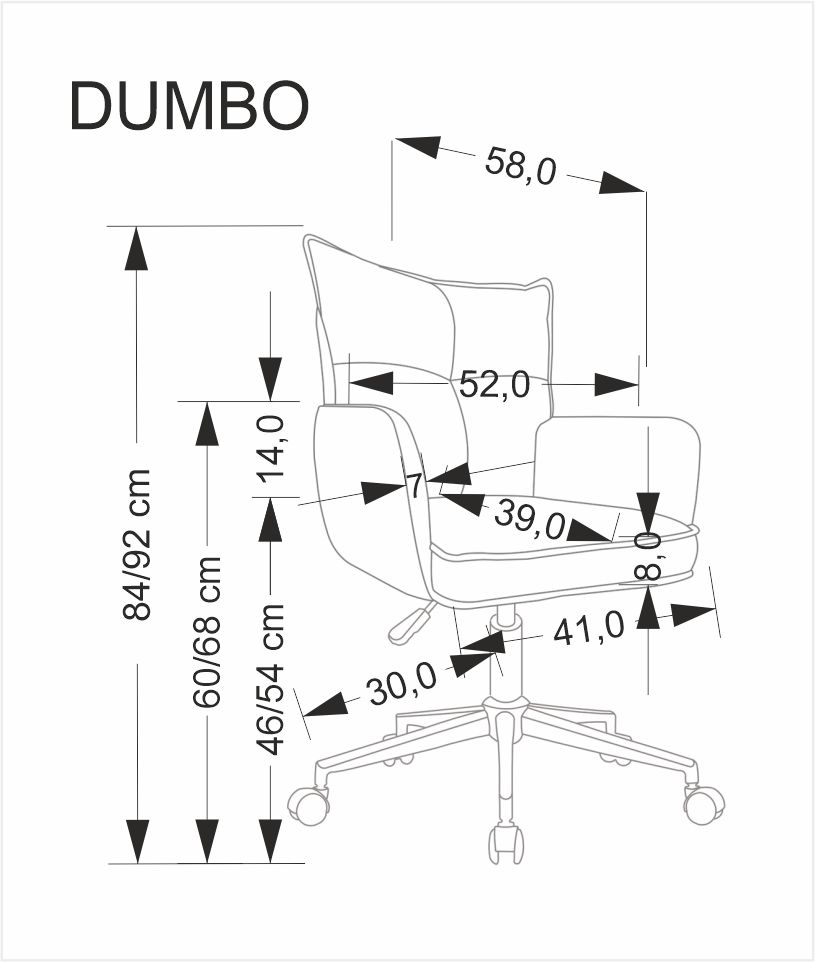 DUMBO fotel obrotowy jasny popiel