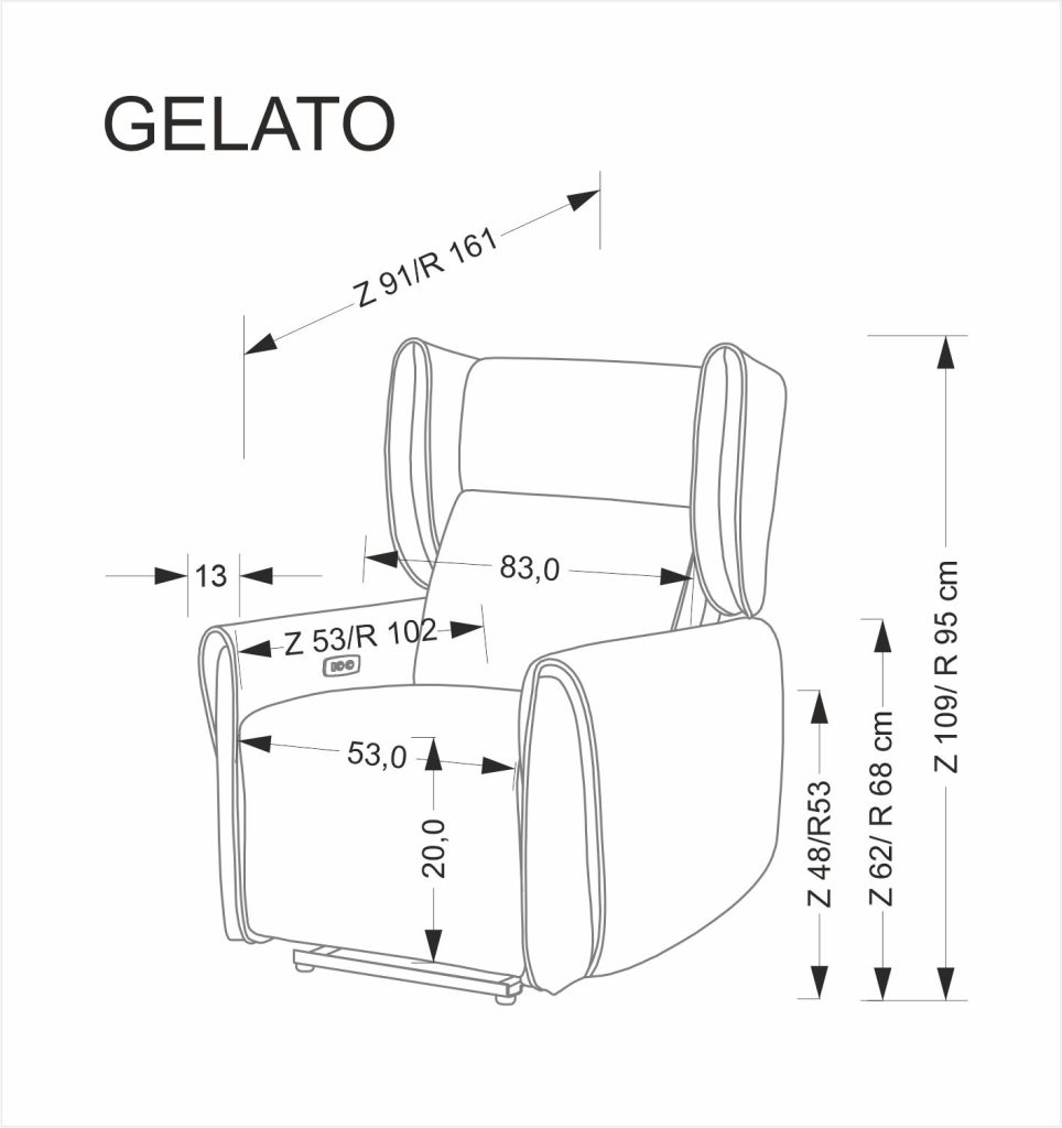 GELATO fotel wypoczynkowy popielaty (2p=1szt)