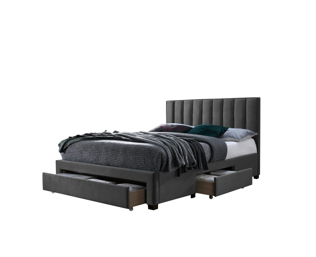 GRACE 140 łóżko z szufladami popiel velvet (3p=1szt)