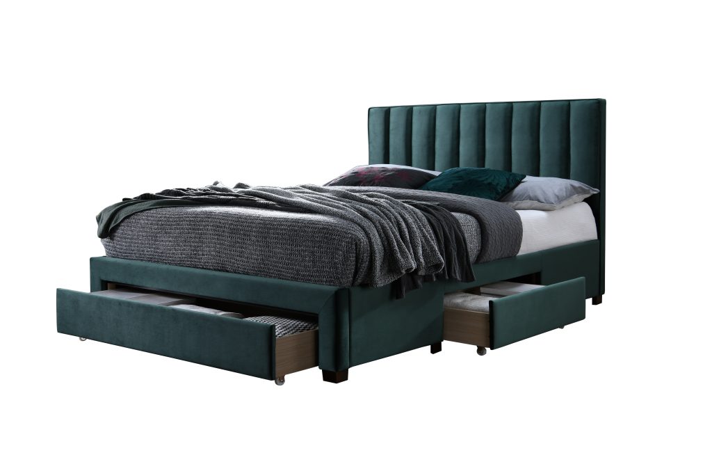 GRACE 140 łóżko z szufladami c. zielony velvet (3p=1szt)