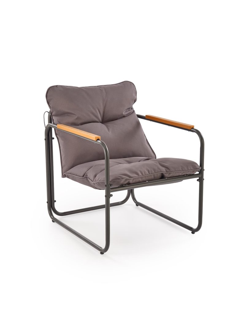 HUDSON, zestaw ogrodowy ( sofa, fotel 2x, ława ), popielaty / brązowy (1p=1zestaw)