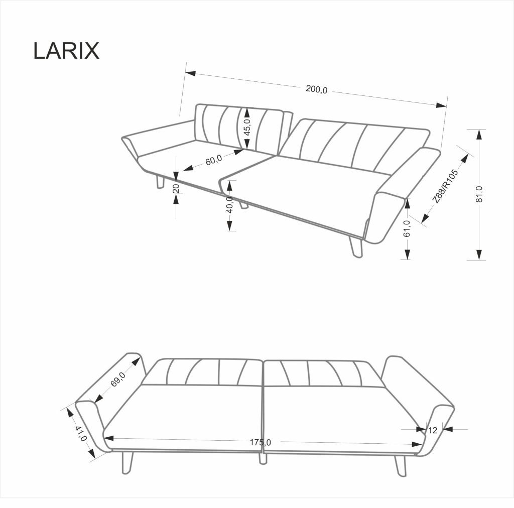 LARIX sofa popielaty (1p=1 szt)