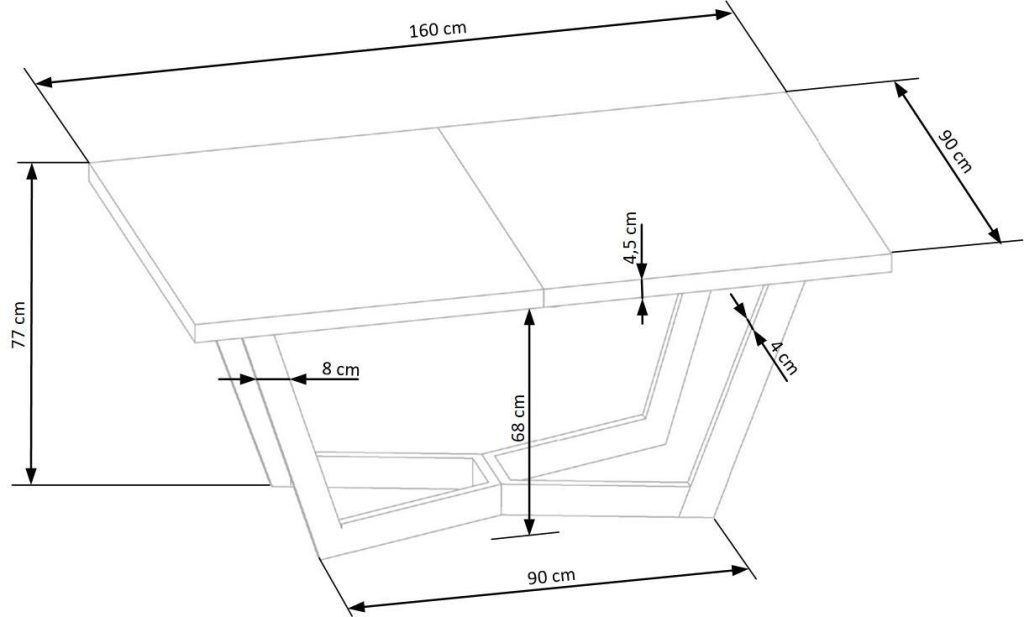 MASSIVE 3 stół rozkładany 160-250x90x77 cm dąb naturalny/dąb naturalny (2p=1szt)