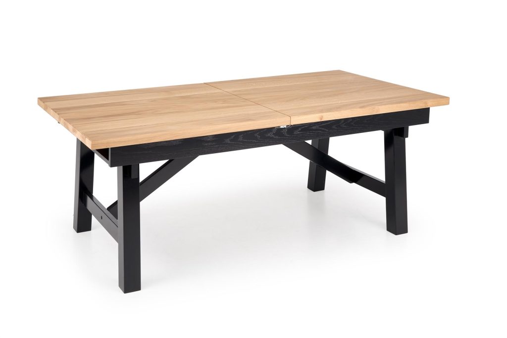 FIESTA stół rozkładany 200-280x100x77 cm dąb naturalny/czarny (3p=1szt)