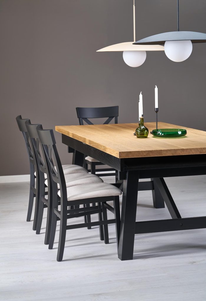 FIESTA stół rozkładany 200-280x100x77 cm dąb naturalny/czarny (3p=1szt)