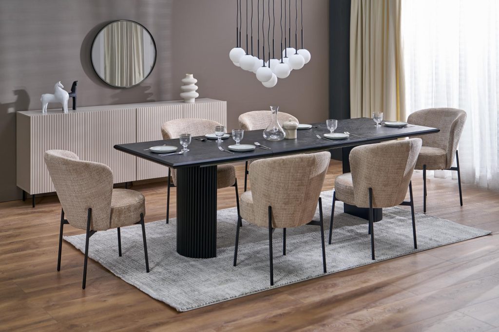 BOLERO stół rozkładany 160-250x90x78 cm dąb naturalny/czarny (3p=1szt)