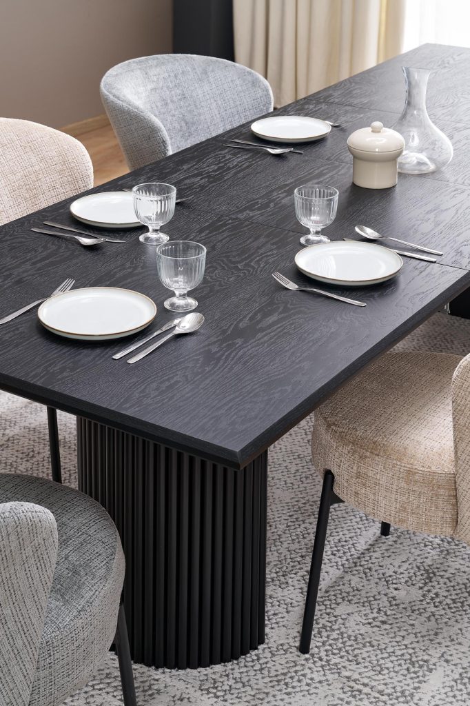 BOLERO stół rozkładany 160-250x90x78 cm dąb naturalny/czarny (3p=1szt)