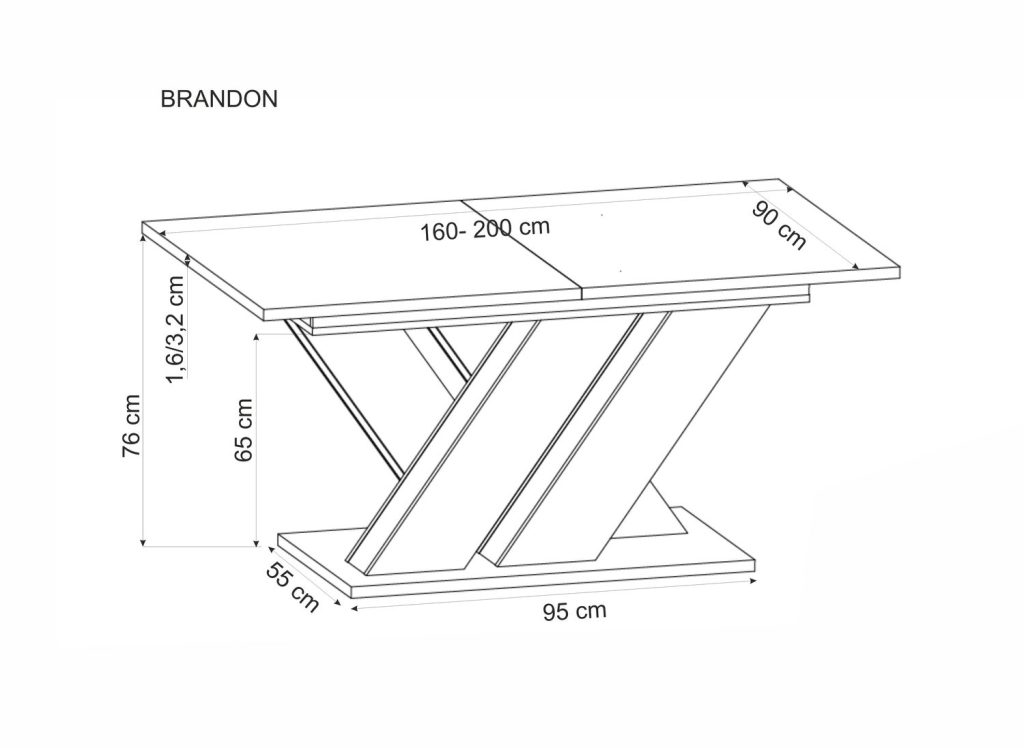 BRANDON stół rozkładany 160-200/90 cm kaszmir/dąb cremona (2p=1szt)