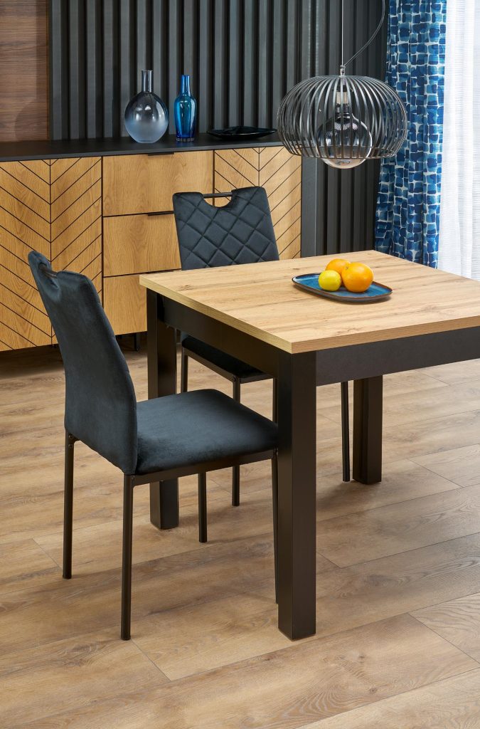 QUBIK stół rozkładany 80-200/80/76 cm dąb artisan/czarny (2p=1szt)