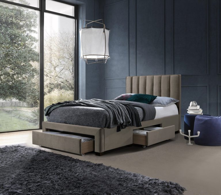 GRACE 120 łóżko z szufladami beżowy velvet (3p=1szt)