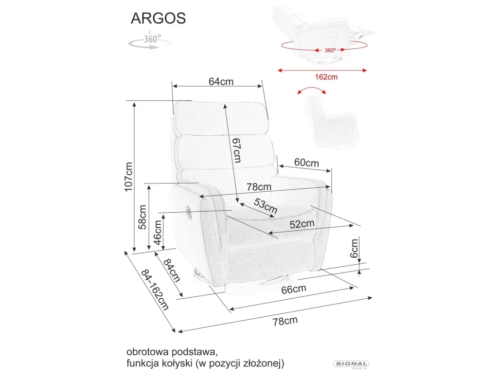 Fotel rozkładany Argos Velvet