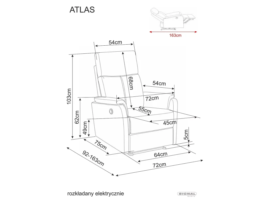 Fotel rozkładany Atlas Raven