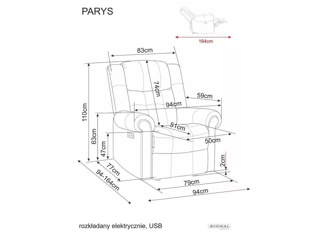 Fotel rozkładany Parys Raven